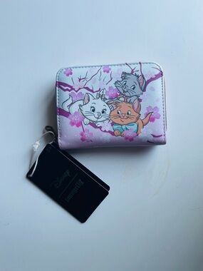 Disney Light Pink Aristocats Floral Zip Wallet